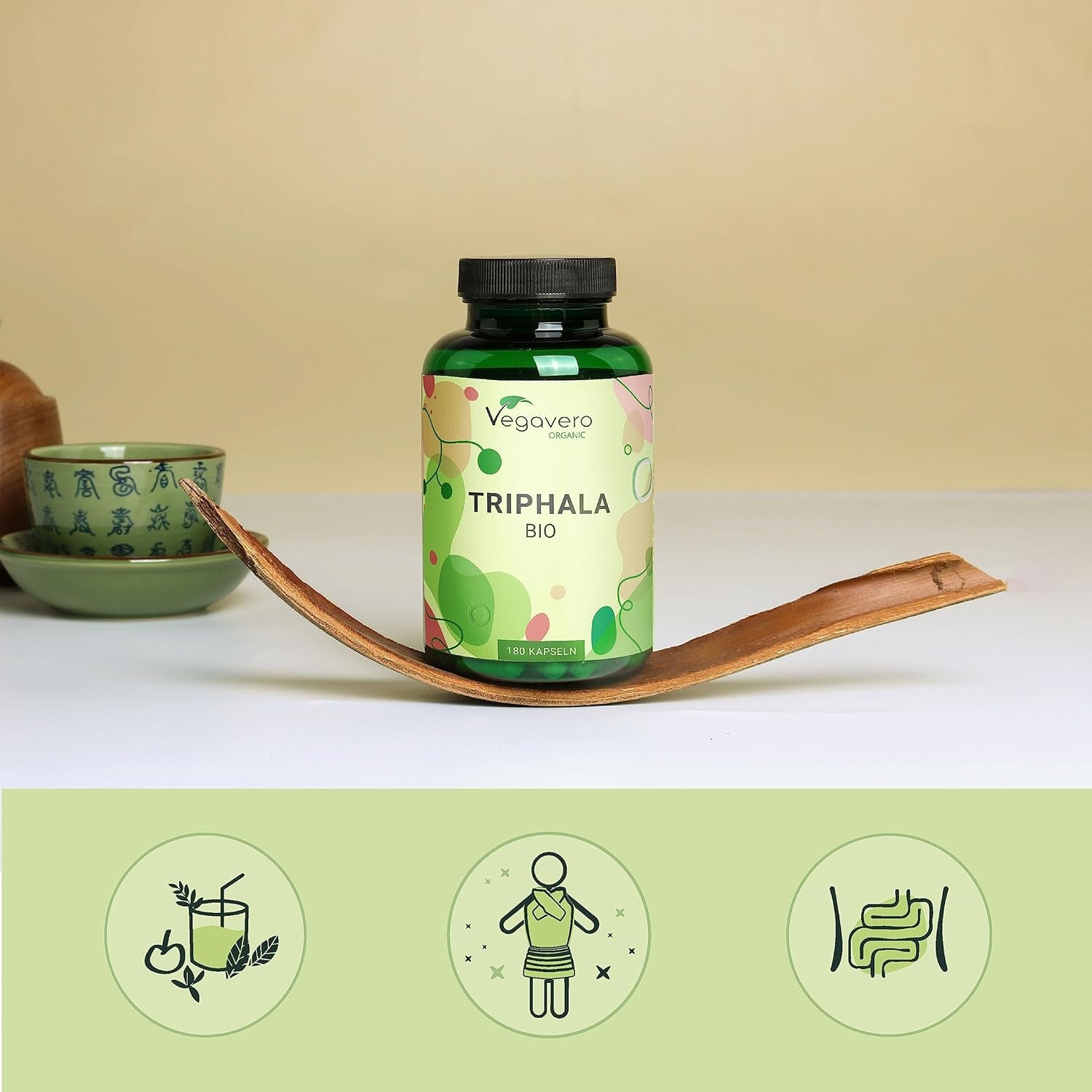 Vegavero Pure Triphala Powder Organic 1300 Mg | 180 Capsules (3 Month Supply) | NO Additives, Lab-Tested | Ayurveda Products | Gut Health Supplements & Immune System Booster | Vegan