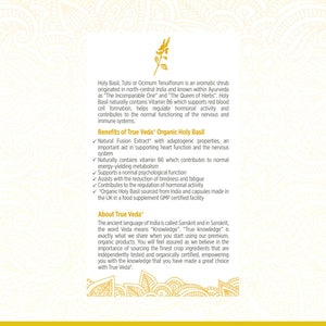 Holy Basil Capsules - Organic Vitamin B6 Capsules | Tulsi Capsules | Soil Association Certified Organic Holy Basil Extract 15:1 | High Strength 2.5% Ursolic Acid | 60 Easy Swallow Tulsi Powder Pills