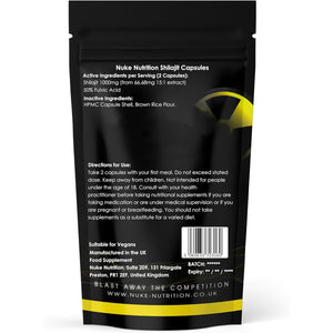 Nuke Nutrition Shilajit 1000Mg Max Serving 60 Capsules - Made with Pure & Natural Himalayan Mountain Shilajit Resin Shilajit Full of Fulvic Acid for Holistic Health - Boost Cognition & Vitality