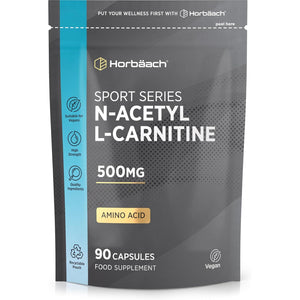 Acetyl L-Carnitine 500Mg | 90 Vegan Capsules | High Strength ALCAR Supplement | Amino Acid | by Horbaach