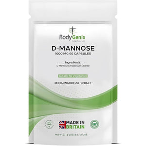 Bodygenix D-Mannose 1000Mg Capsules High Strength UTI Treatment Immune System Support Vegan Food Supplement - 60 Capsules 2 Month Supply