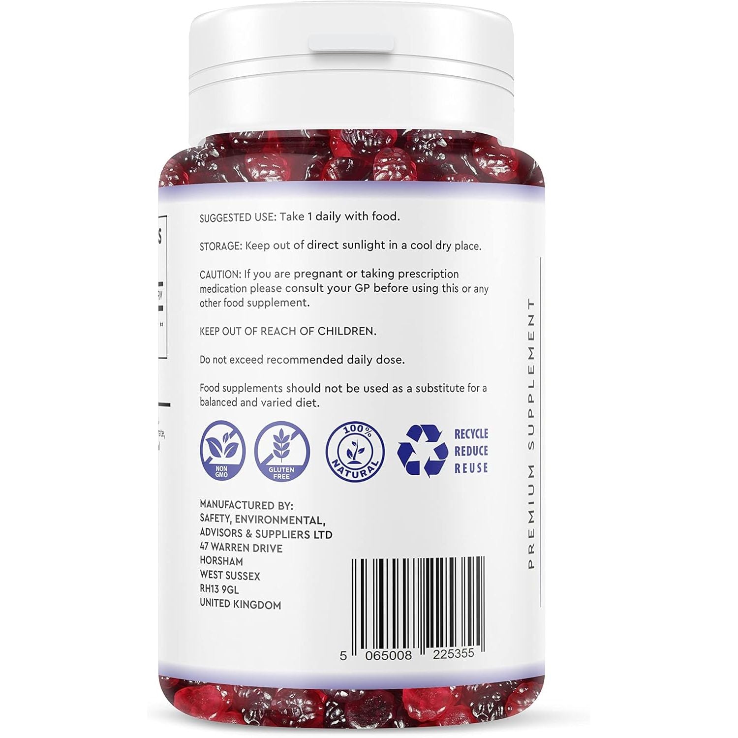 Magnesium Gummies 1000MG - Vegan 1 Month Supply - Berry Flavour - High Strength Magnesium Gummies - Magnesium Supplements, 30 Count (Pack of 1)