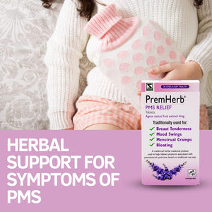Schwabe Pharma - Premherb PMS Relief - Agnus Castus Fruit Extract 4Mg - Traditionally Used for Relief of Breast Tenderness, Mood Swings, Menstrual Cramps, Bloating - 30 Tablets