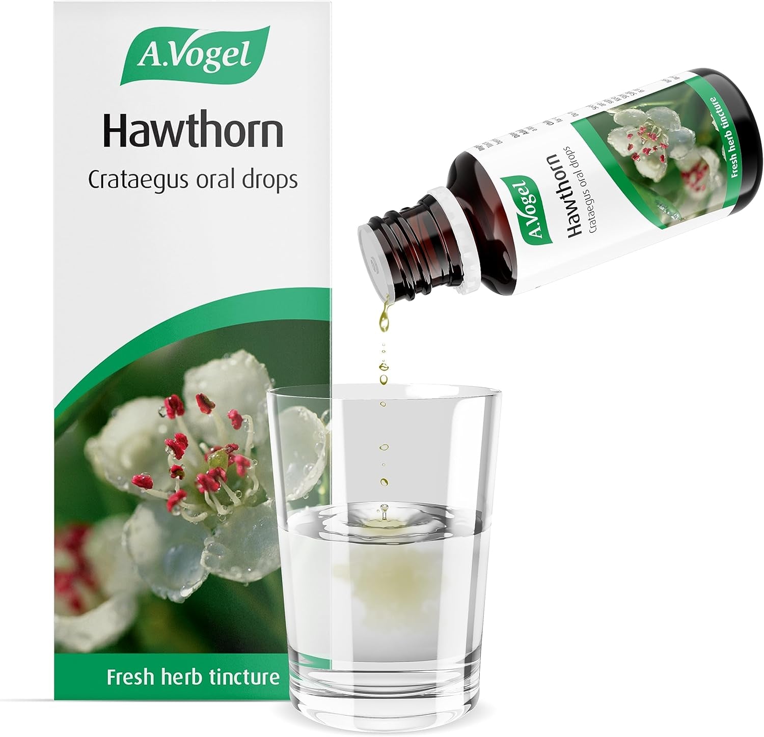 A.Vogel Hawthorn Crataegus Drops | Herbal Food Supplement | Tincture of Fresh Hawthorn Berries | Suitable for Vegans | 50Ml