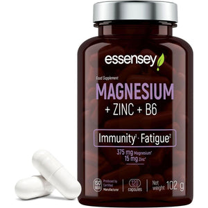 Essensey Magnesium + Zinc + Vitamin B6 Complex - Magnesium Supplements - Immune Support, Energy Boost, and Bone Health - Vegan - 120 Capsules