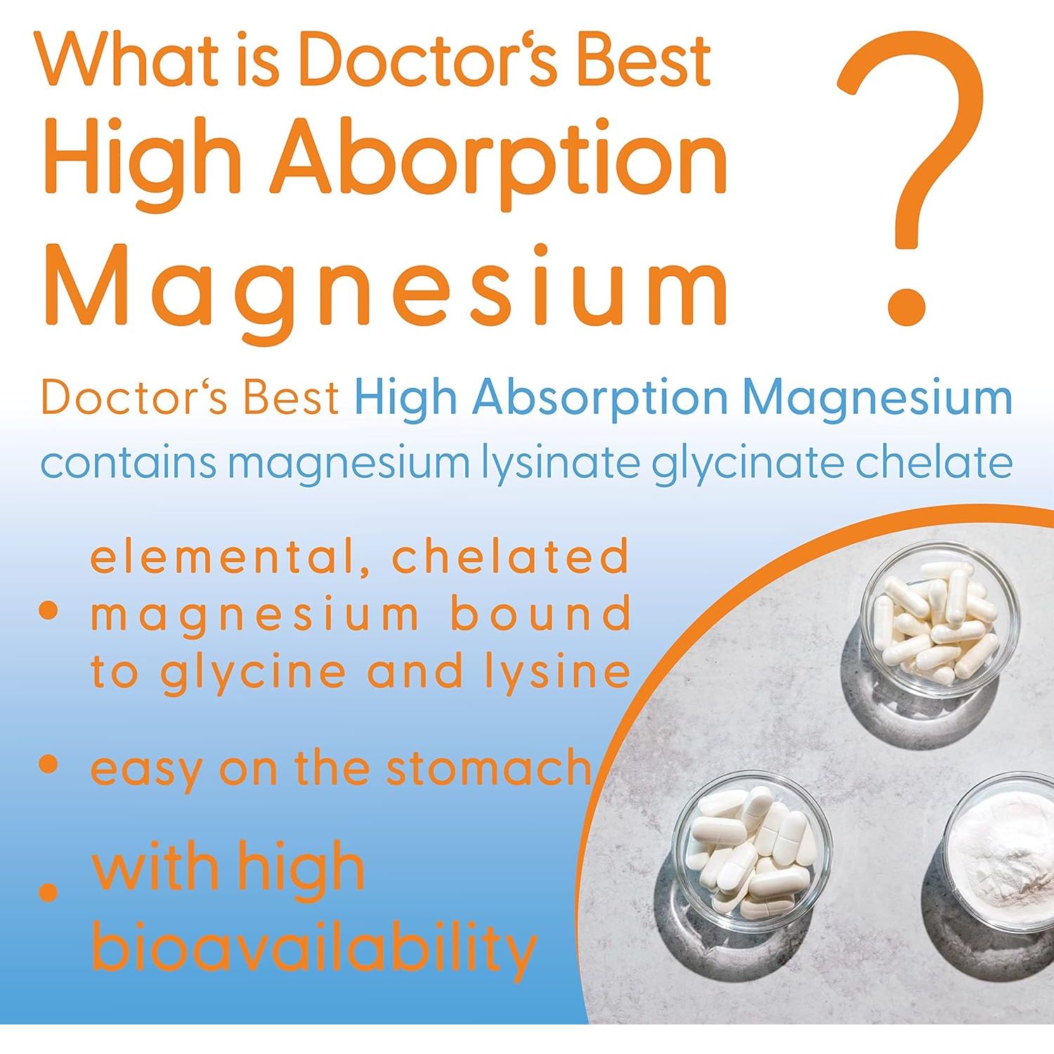 Doctor'S Best, High Absorption Magnesium, 100% Chelated with TRAACS, with Glycine and Lysine, 120 Vegan Tablets, Soya-Free, Gluten-Free, Non-Gmo