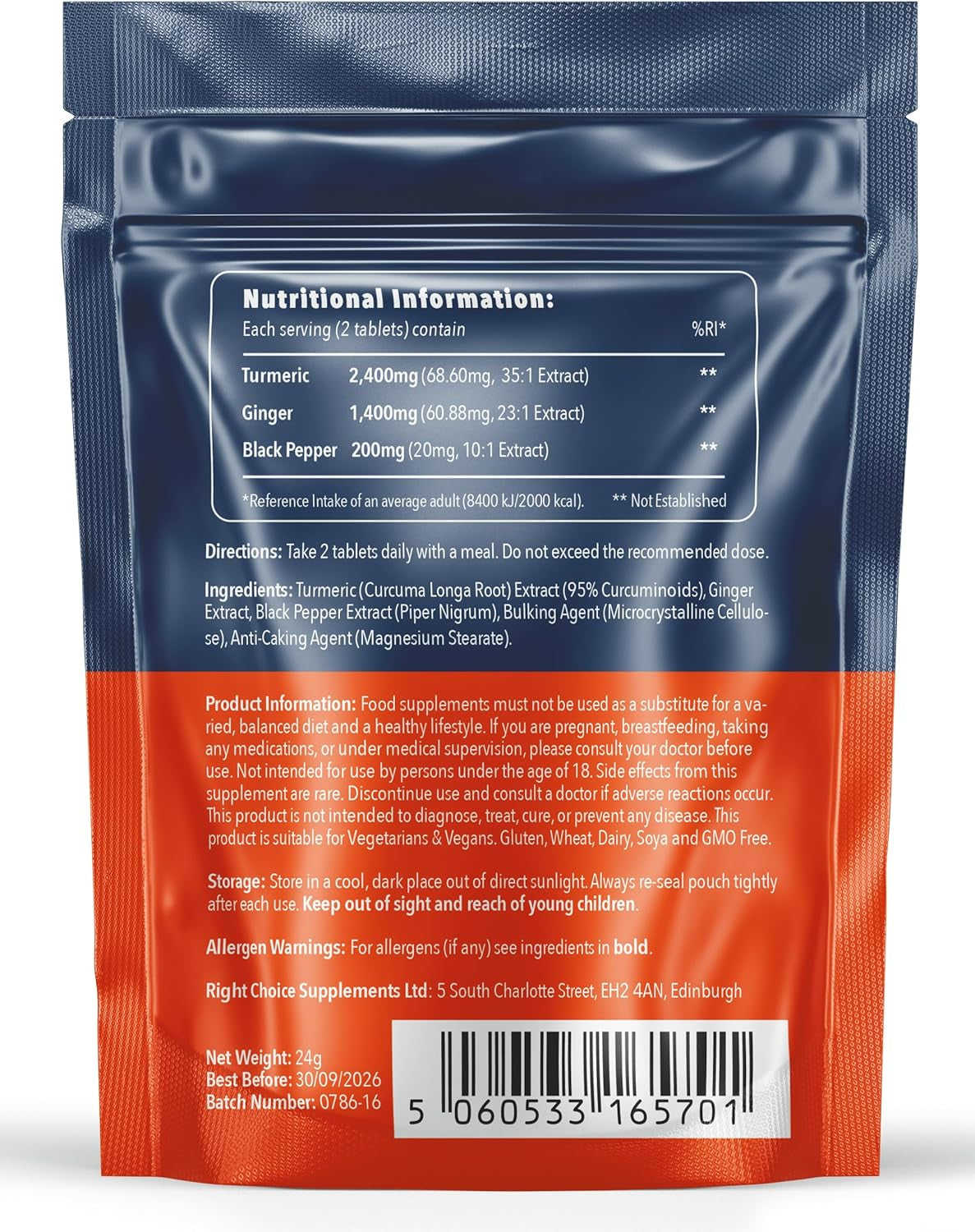 Turmeric Tablets 4000Mg per Serving (2400Mg Turmeric, 1400Mg Ginger, 200 Mg Black Pepper) | 180 High Strength Curcumin Tablet Supplements| Vegan and Gluten Free | UK Made