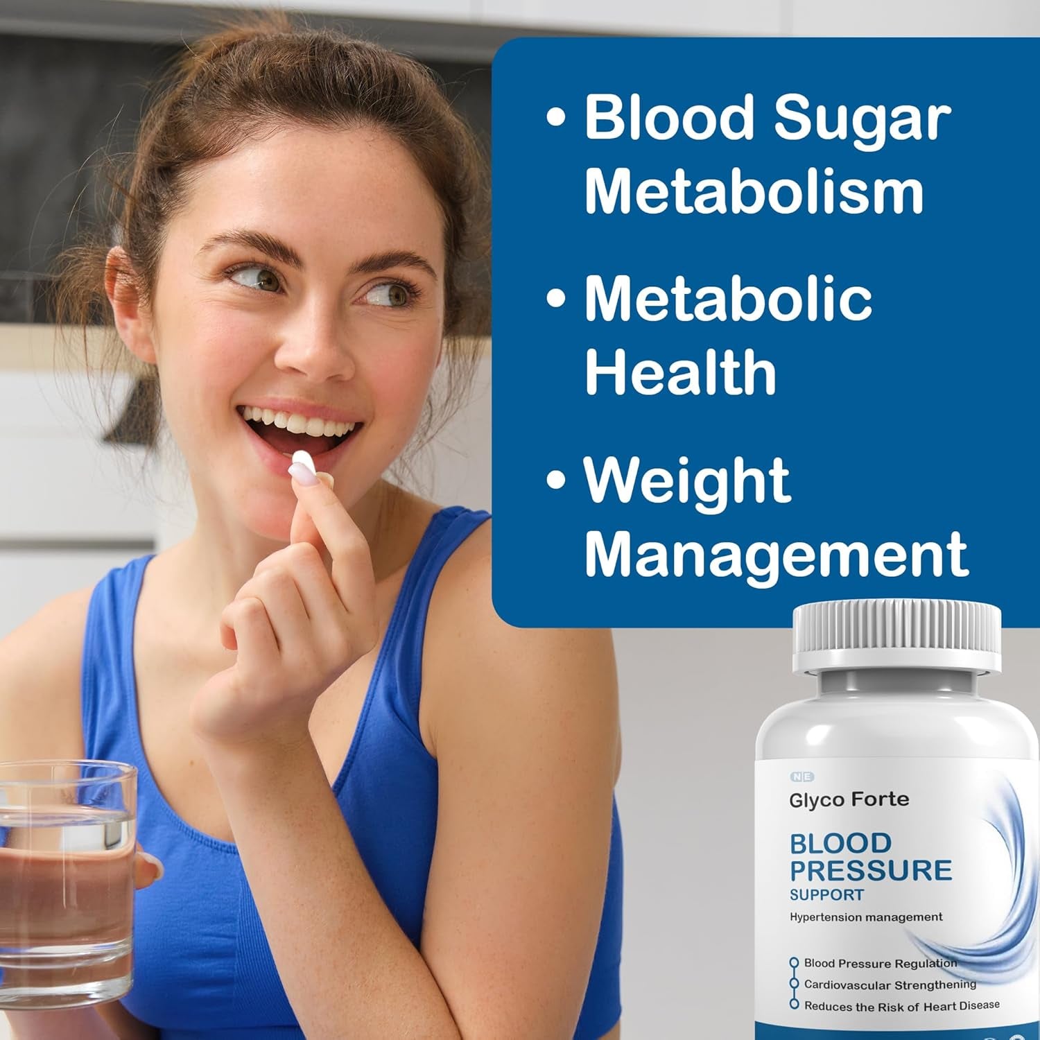 Glyco Forte Supports Blood Pressure, Blood Sugar Metabolism, Metabolic Health, Weight Management, 60 Capsules, 1 Capsule per Serving, 60 Servings