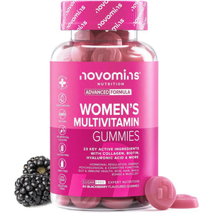 Multivitamin Gummies for Women - 23 Vitamins, Minerals & Probiotics for Women - Marine Collagen, Hyaluronic Acid, Folic Acid, Vitamin D, A, C, B, Biotin & Zinc – 60 Vitamin Gummies - Novomins