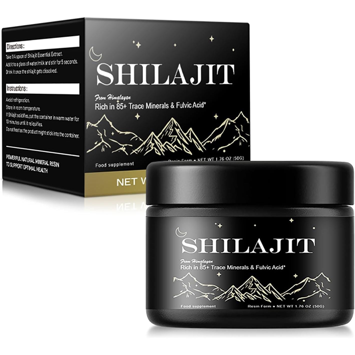 Shilajit Resin - Maximum Potency Natural Organic Shilajit Gold Grade 50G with Fulvic Minerals & Humic Acid, Strength & Stamina Booster for Men and Women, Vegan (Pack of 1)