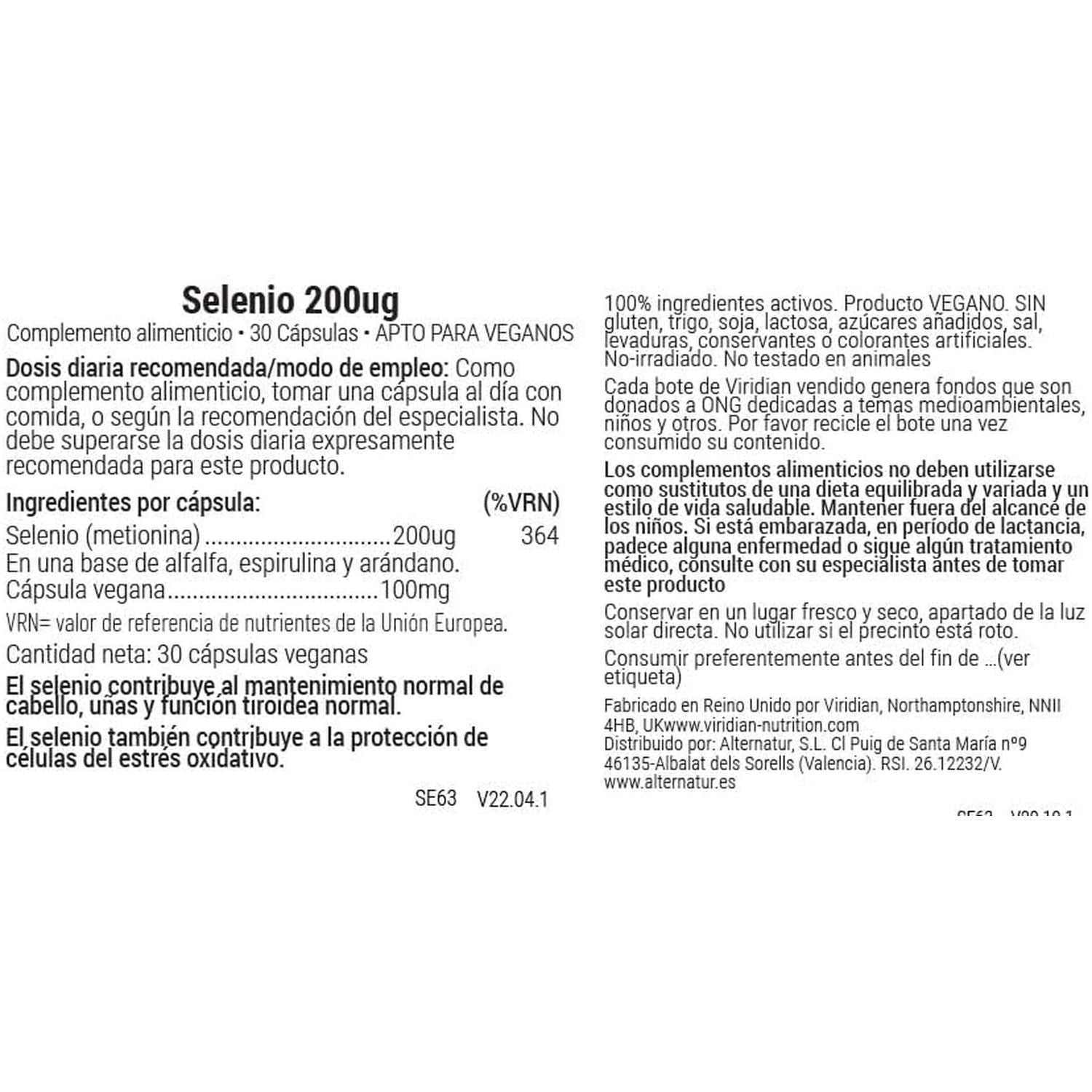 Selenium 200Ug: 30 Veg Caps