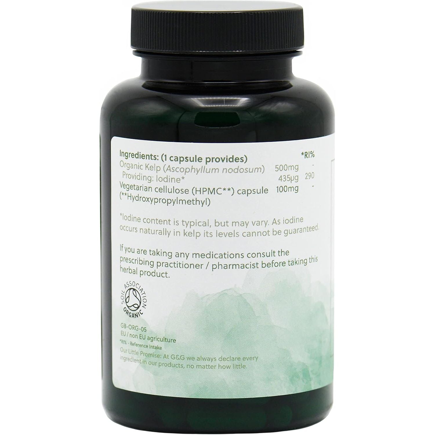 Organic Kelp Supplement 500Mg - Natural Source of Iodine - 120 Vegan Capsules - Non GMO, Made in the UK by G&G Vitamins