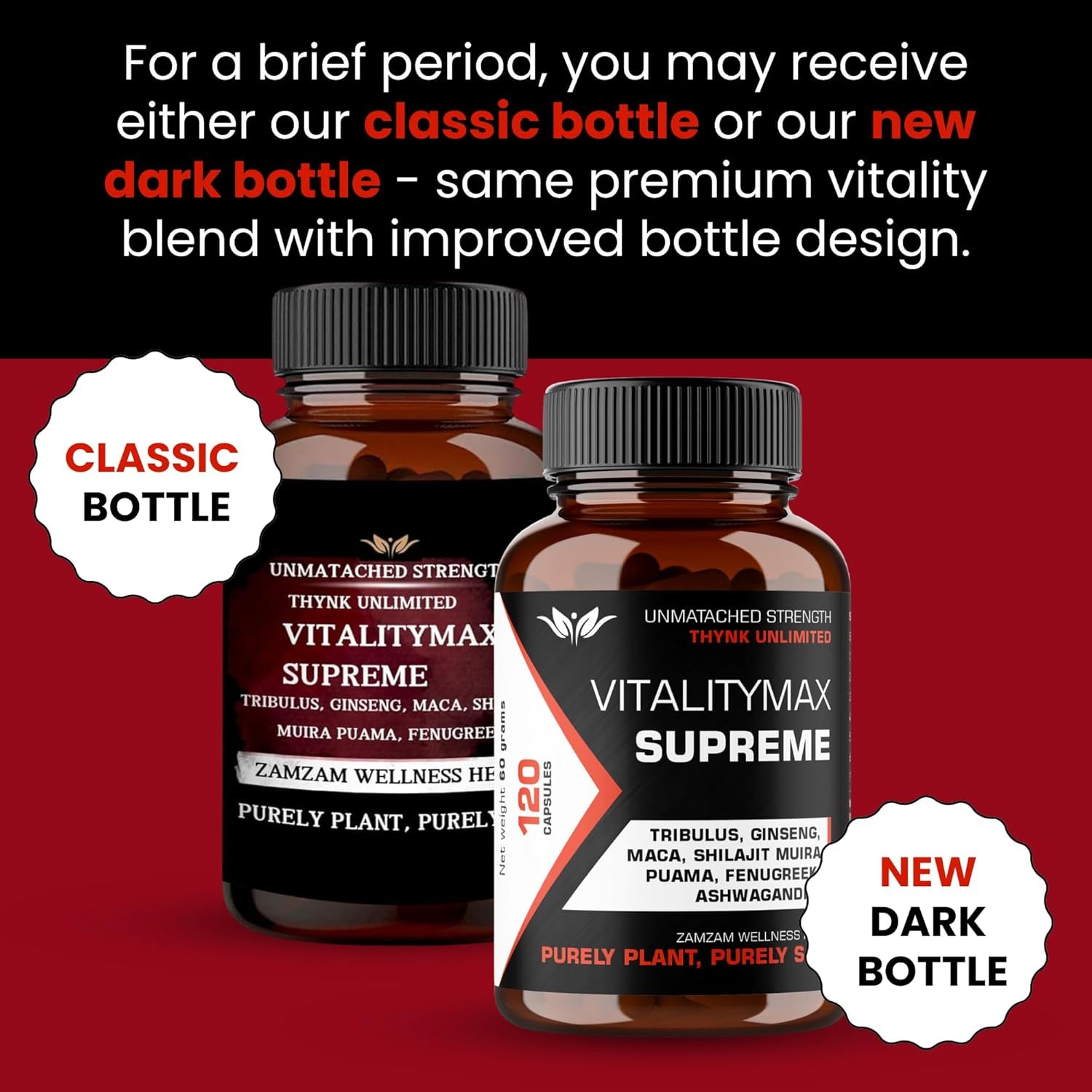 Vitality Max Supreme - Premium Vitality Health Supplement with Fenugreek, Panax Ginseng, Ashwagandha, Maca, Tribulus Terrestris, Himalayan Shilajit - 120 Vegan Supplements Capsules