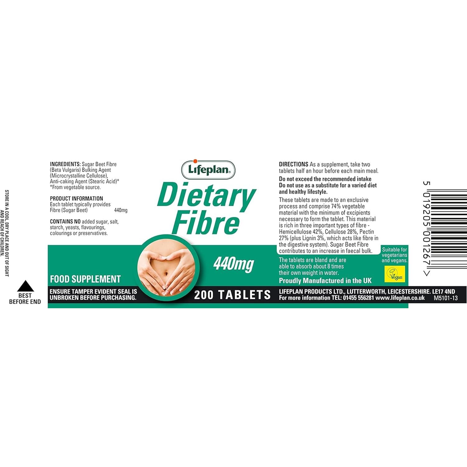 Lifeplan Dietary Fibre 440Mg 2 X 200 Tablets