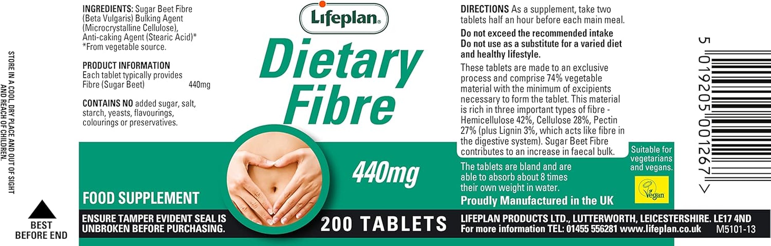 Lifeplan Dietary Fibre 440Mg 2 X 200 Tablets