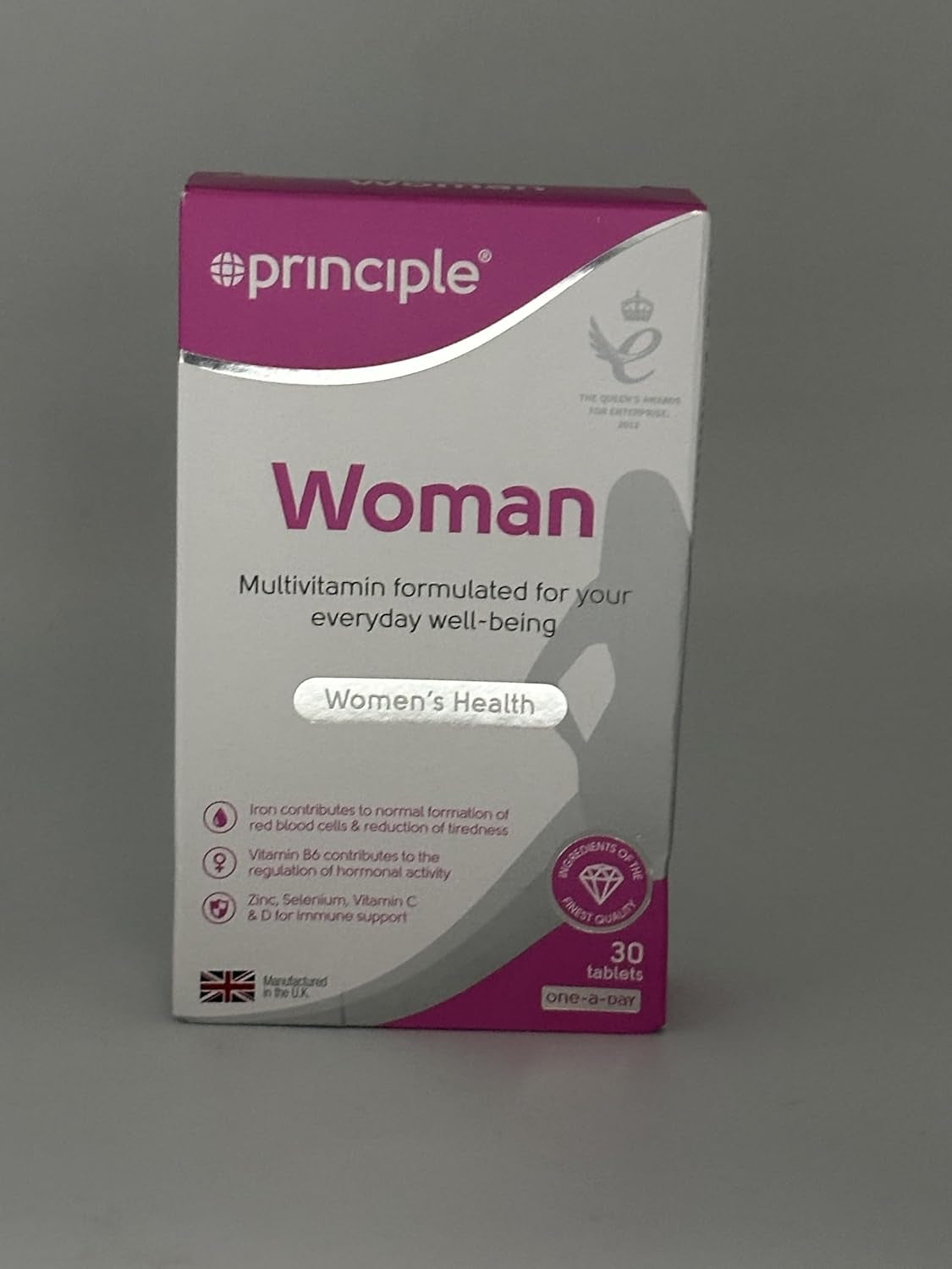 Principle Woman Multivitamin – 30 Tablets | One-A-Day Supplement for Women | with Iron, Folic Acid, Vitamin D & B12 | Supports Energy, Immunity & Hormonal Balance | Made in the UK
