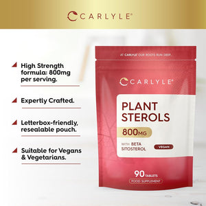Plant Sterols High Strength 800Mg | 90 Tablets | with Beta-Sitosterol | Vegan and Vegetarian | by Carlyle
