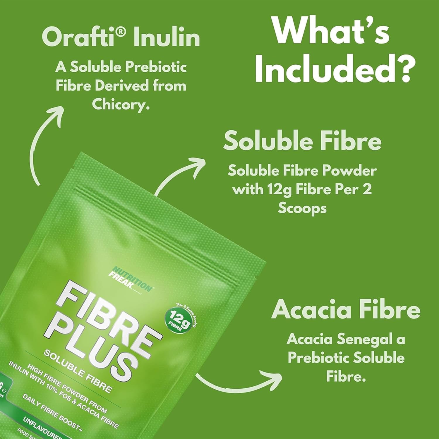 Soluble Fibre Powder Supplement 210G - Prebiotic Soluble Fibre Powder from Multiple Sources - 12G Fibre per 2 Scoop Serving - Fibre Supplement for Men & Women UK Made