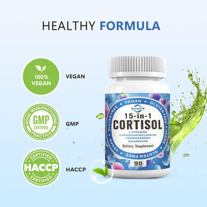 Cortisol Detox Supplement Men Women - Reduce Lower Cortisol High Cortisol Reducer Blocker Control - Supports Stress Mood Rest Adrenal Calm Relax with Ashwagandha L-Theanine Magnesium