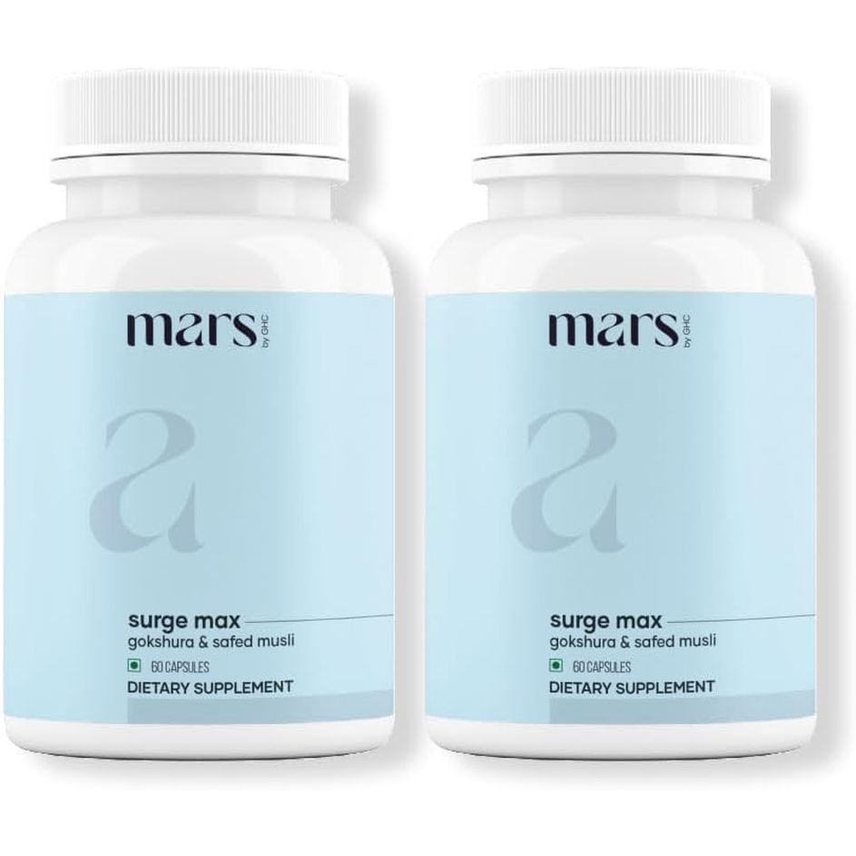 Mars Surgemax Natural Capsules with Shilajit & Safed Musli | Supports Energy, Strength & Immunity | for Active Lifestyle | 120 Capsules | Pack of 2