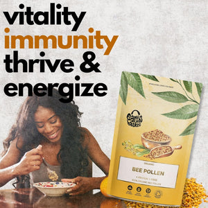 Earths Basket Organic Bee Pollen Granules - Spanish, Raw & Ethically Harvested - 75G in Recyclable Packaging - Healthy Immunity Support - Free from Any Artificial Additives