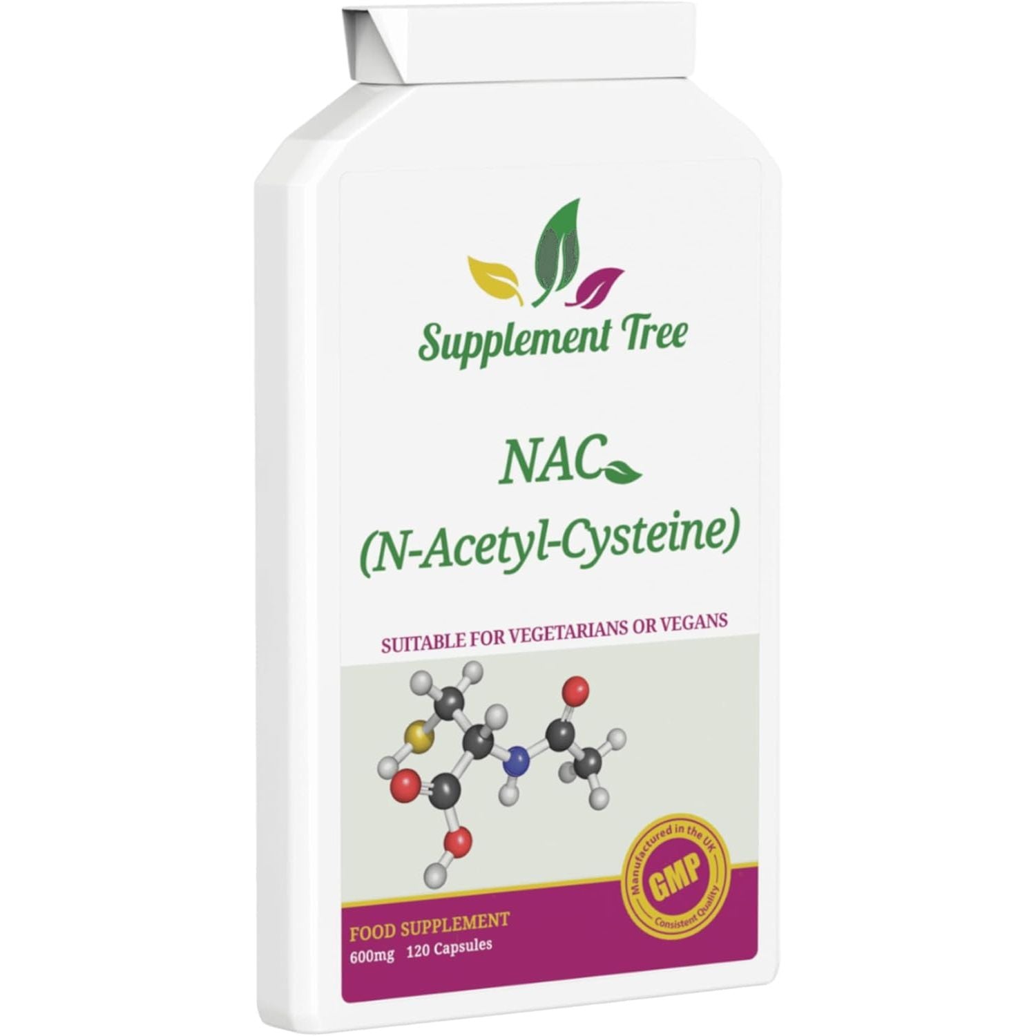 NAC N-Acetyl-Cysteine 600 Mg 120 Capsules | Vegan NAC Supplement | High Bioavailability N Acetyl Cysteine Amino Acid Providing Non Toxic Stable Form of L-Cysteine | UK Manufactured