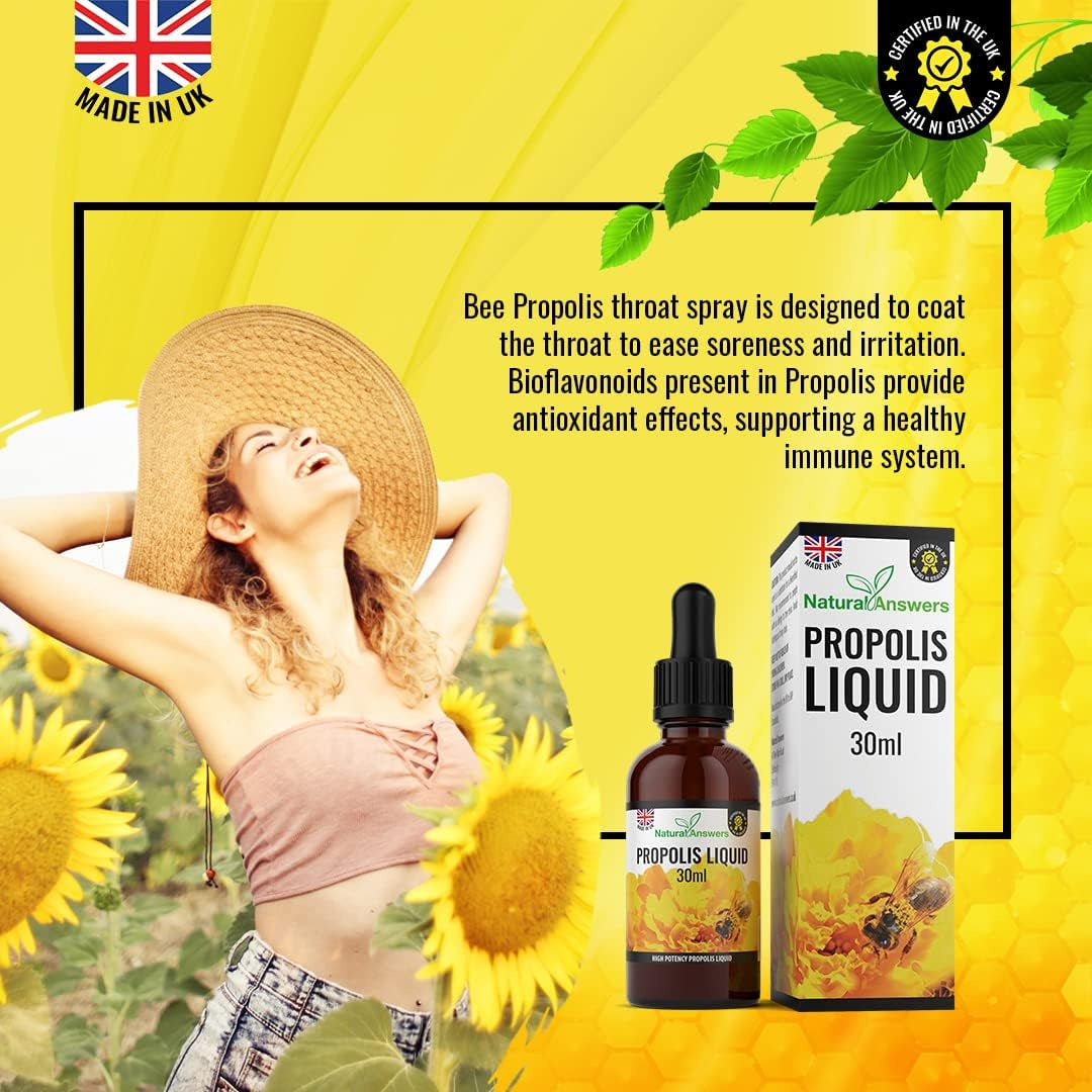 Bee Propolis Liquid 30Ml (1 Bottle) Alcohol-Free Propolis Liquid Extract Tincture Skin Healing Throat and Mouth Health by Natural Answers. -