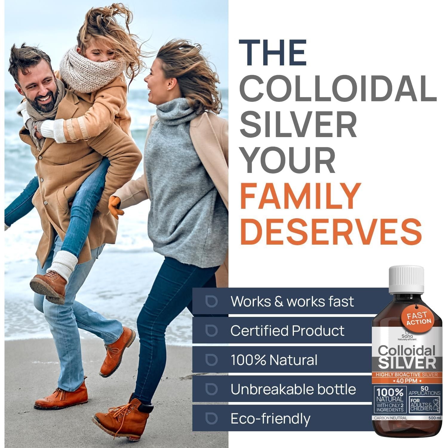 Colloidal Silver 40 PPM 1000 Ml - for Humans & Dogs - Highly Active Hydrosol Silver Water for Best Results - Carbon Neutral