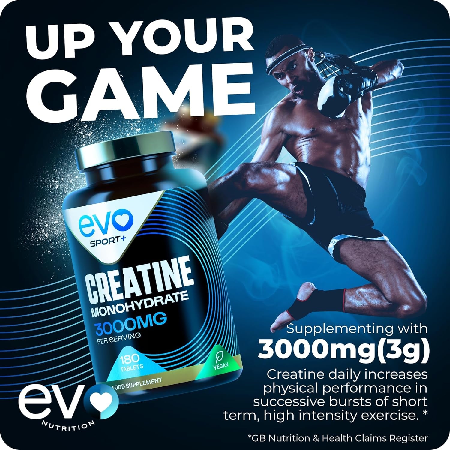 EVO NUTRITION Creatine Monohydrate Tablets 3000Mg - 180 Creatine Tablets | Unflavoured Gym Supplement & Powder Alternative for Men & Women | Muscle Mass & Exercise Recovery | Vegan, Keto & Made in UK