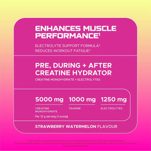 USN Creatine Hydrator - Creatine Monohydrate & Electrolyte Powder Drink with Himalayan Pink Salt & Sugar Free. Supports Muscle Growth, Strength & Hydration. Raspberry Lemonade - 330G (30 Servings)