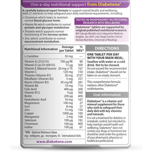 Diabetone Original Formula Supports Glicemia Control and Diabetes Management Supplement - 30 Tablets, 30-Day Supply, by Vitabiotics