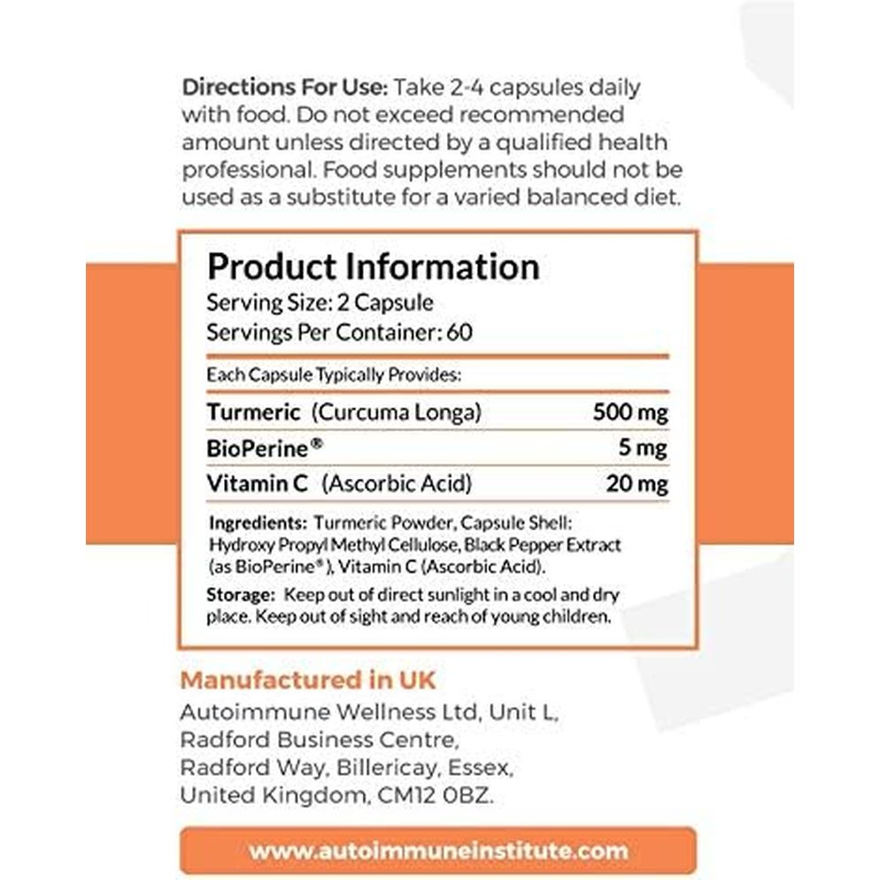 Advanced Turmeric. High Strength Turmeric Capsules Supplement with Black Pepper Extract (Bioperine) for 20 Times Improved Absorption. Made in UK. High Levels Curcumin. 120 Veg Capsules.