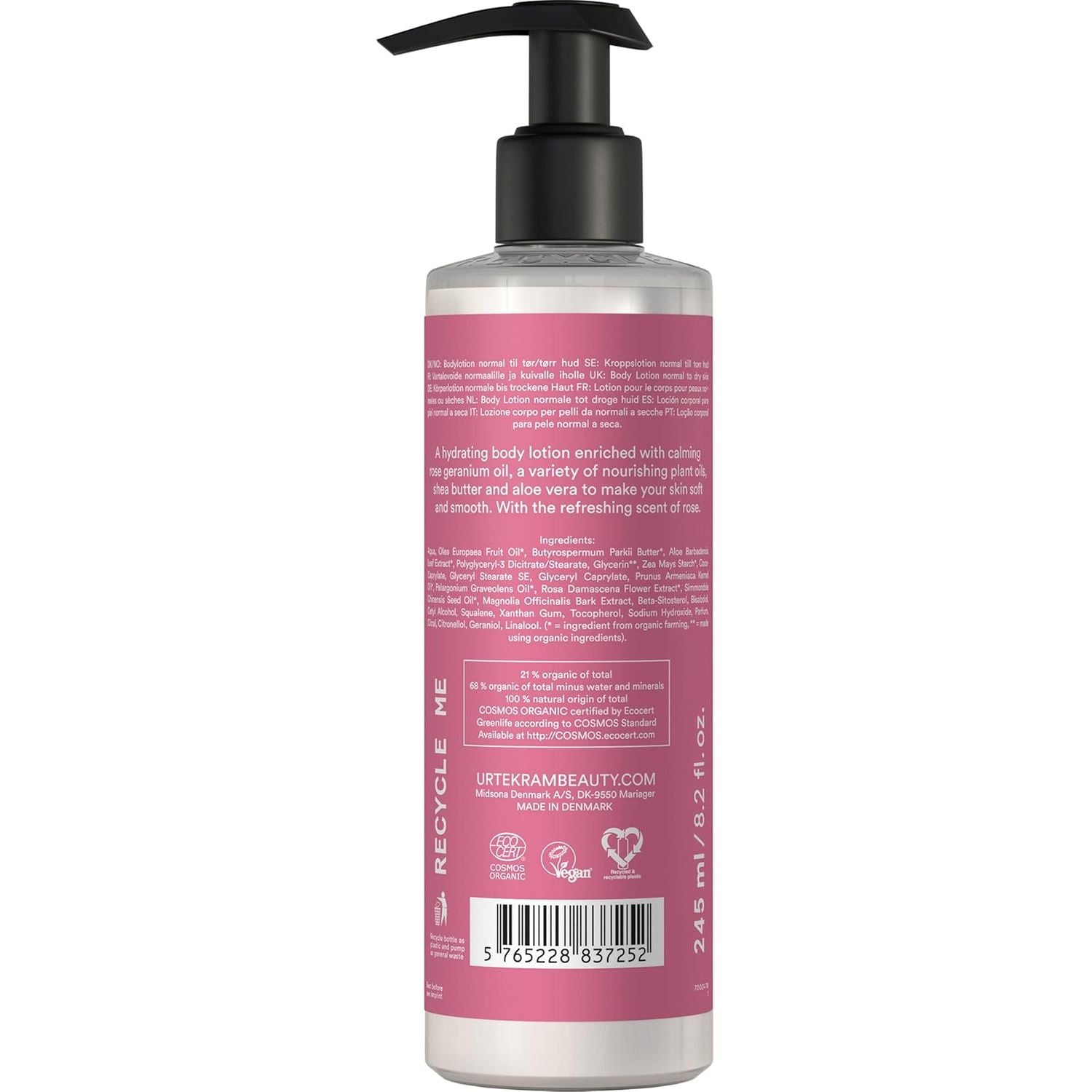 Urtekram Organic Rose Body Lotion, 245 Ml