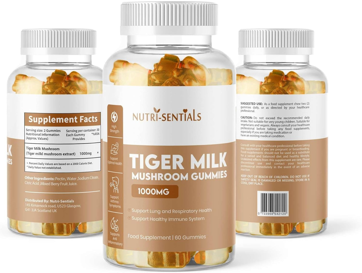 Tiger Milk Mushroom Gummies – High-Strength Dietary Supplement for Immune Support and General Wellness, 1000Mg, 60 Count