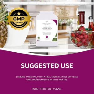 Inulin Fibre Supplement from Chicory Root | 120 Capsules | Prebiotic Gut Health Supplements | Increase Fibre Intake & Support Digestion | Vegan Friendly UK Made | 1 Capsule Daily 4 Months Supply