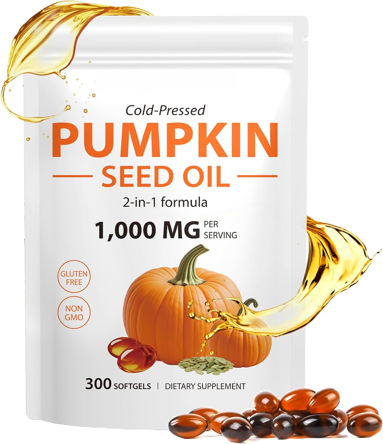 1000Mg Pumpkin Seed Oil Capsules – Cold Pressed Pumpkin Seed Oil – 300 Softgels (1)