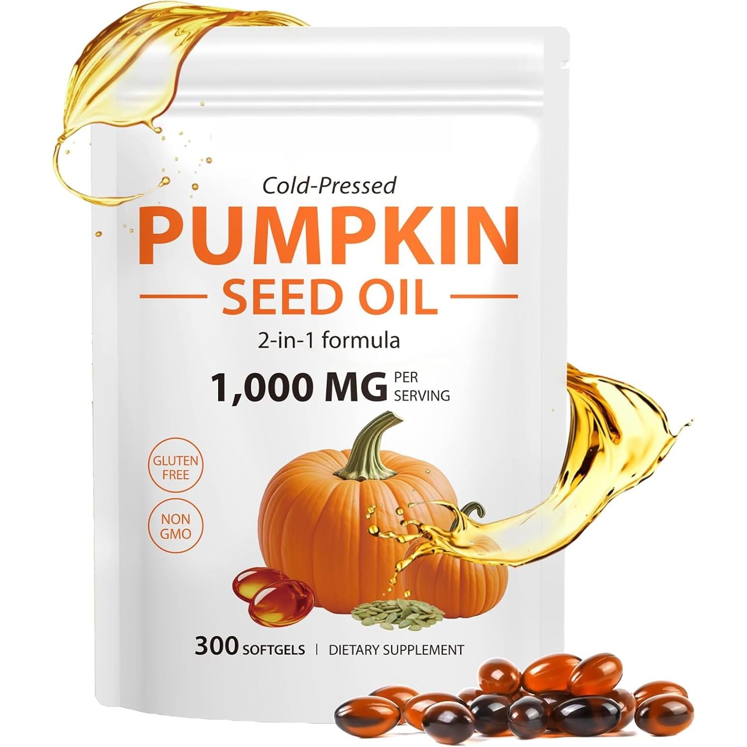 1000Mg Pumpkin Seed Oil Capsules – Cold Pressed Pumpkin Seed Oil – 300 Softgels (1)