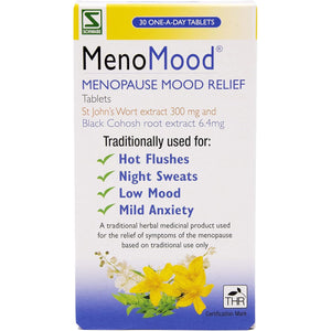 Schwabe Pharma - Menomood - Menopause Mood Relief - St. John'S Wort and Black Cohosh Extract - Traditionally Used for Hot Flushes, Night Sweats, Low Mood, Mild Anxiety - 30 Tablets