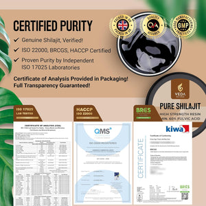 Pure Shilajit Resin 20G - 70%+ Fulvic Acid, Ethically Sourced from Siberian Mountains, ISO 17025 Lab Tested, 84+ Minerals, Vegan, No Additives