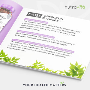 Quercetin 500Mg with Bromelain & Vitamin C - 120 Vegan Capsules – for Immune Support - Blended with Rosehip, Bioflavonoids, Acerola and Rutin – Made in the UK by Nutravita