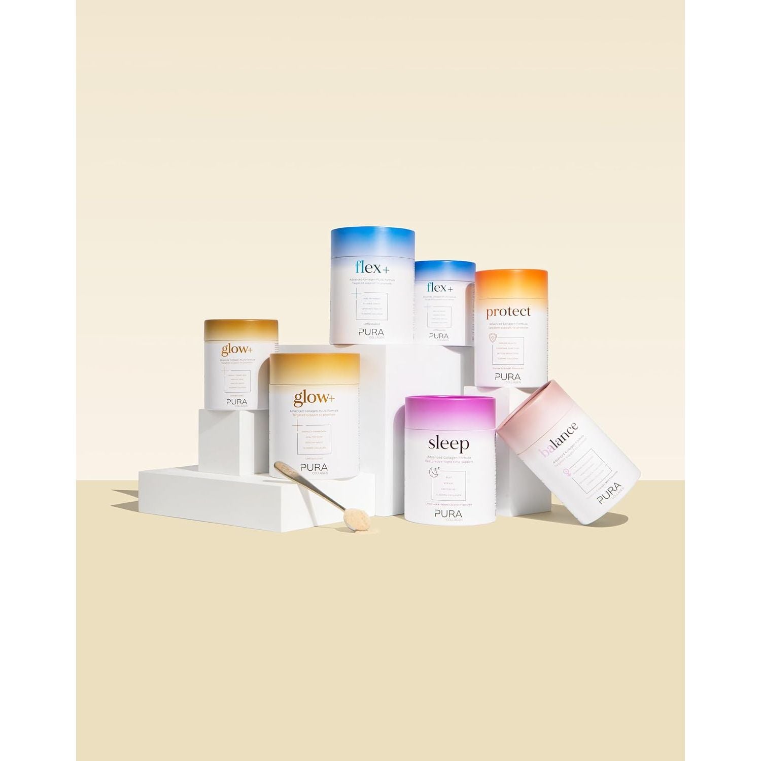 Pura Collagen Powdered Supplement Glow+, 10,000Mg Hydrolysed Peptides, Hyaluronic Acid, Vitamins & Minerals, 28 Servings, 284 G