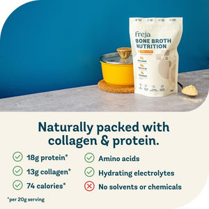 Freja Bone Broth Powder | 100% Natural Collagen & Protein Powder | Free-Range Chicken | Amino Acids & Minerals | Nutrition for Healthy Gut, Joints, Skin, Hair & Nails | 300G (15 Servings)