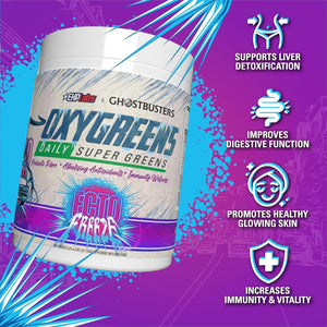 Ehplabs X Ghostbusters Frozen Empire: Oxygreens Super Greens Powder Superfood - Spirulina & Greens Supplement W/Prebiotic Fibre, Antioxidants & Immunity Support. Ecto Freeze (Grape Lollipop) 30 Serve