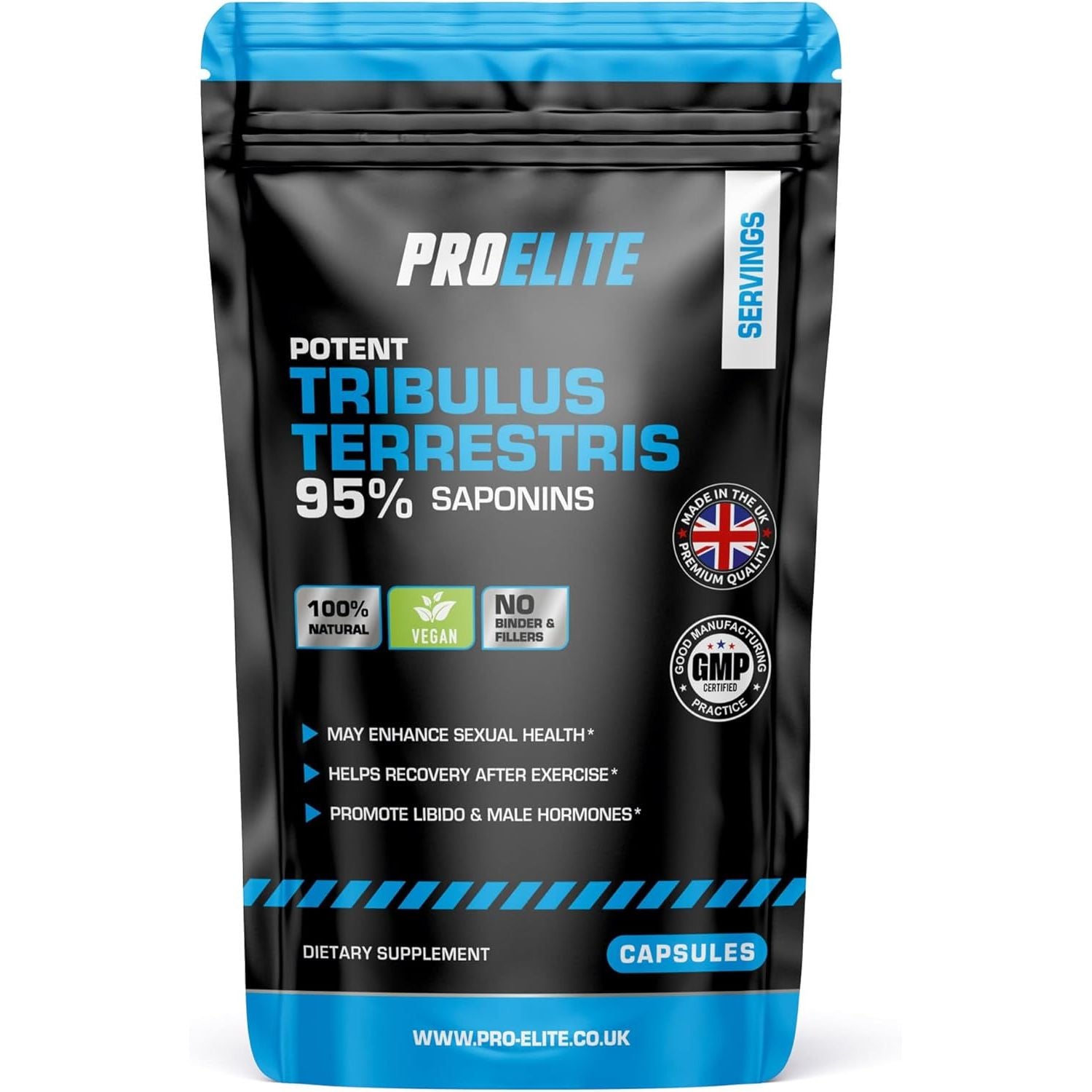Tribulus Terrestris Extract 8500Mg 180 Vegan Capsules 95% Saponins - Test Booster Pills Increase Testosterone for Muscle Growth, Strength Tribulus Terrestris Tablets Powder Alternative by PROELITE
