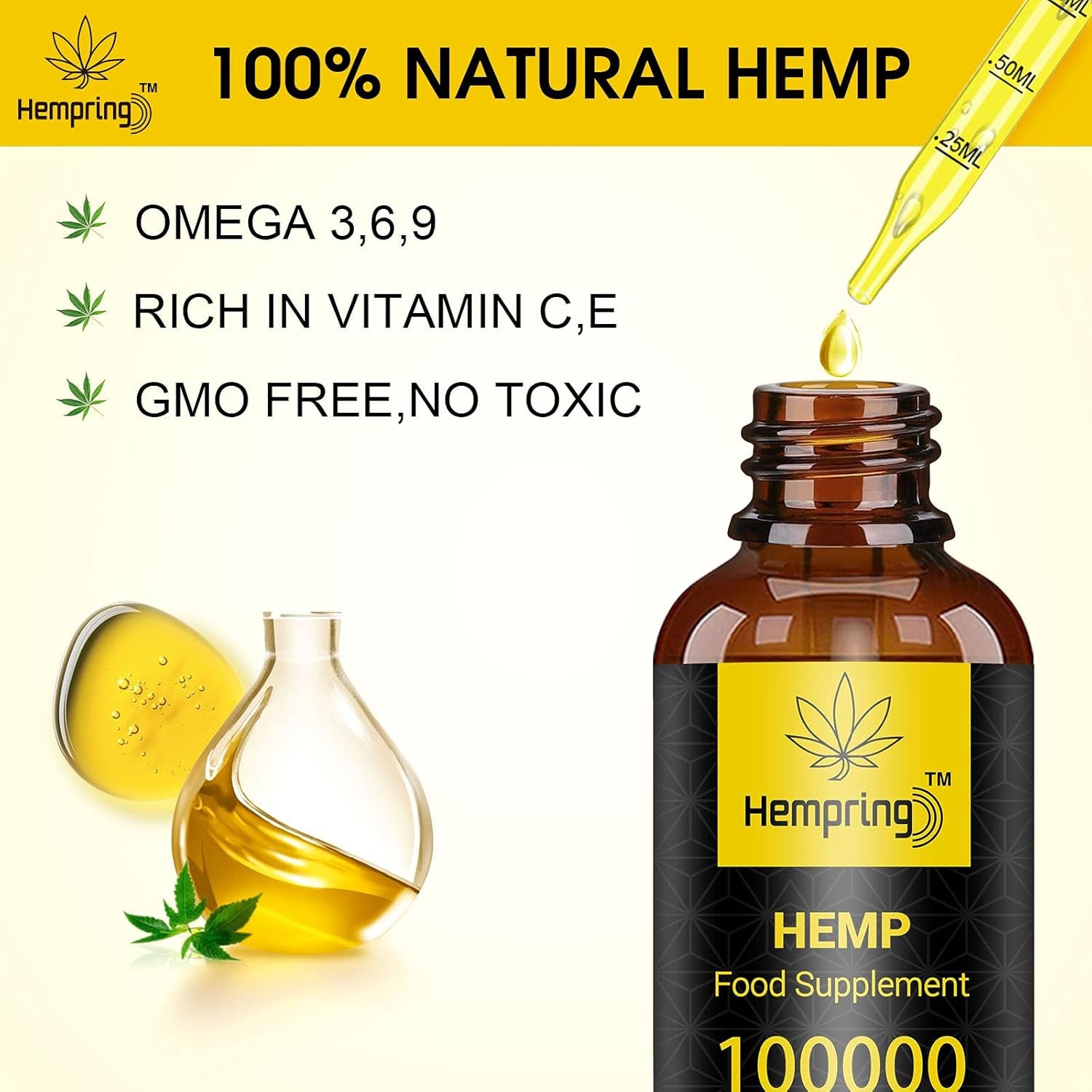Natural Oil, Premium High Strength Oil 100000Mg, 60ML Maximum Value Natural Supplement Vegan & Vegetarian Friendly