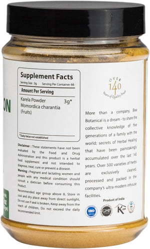 Bitter Melon Powder (Momordica Charantia / Karela Fruit Powder) | Ayurvedic Herb for Blood Sugar Control & Improves Liver Function | Herbal Supplement for Skin and Stomach (7Oz/200G)