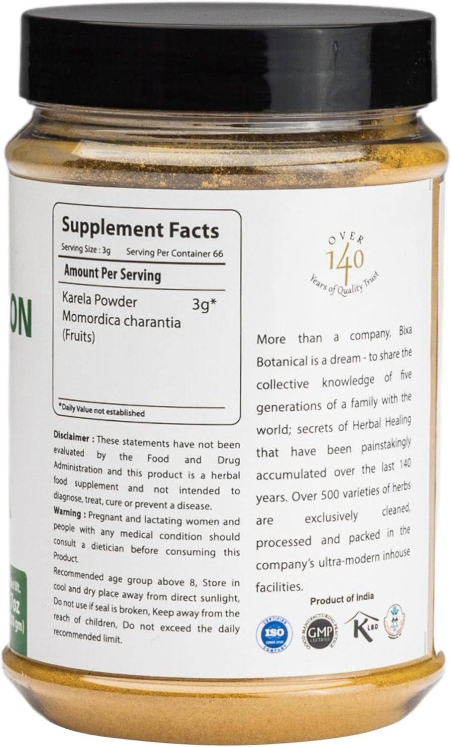 Bitter Melon Powder (Momordica Charantia / Karela Fruit Powder) | Ayurvedic Herb for Blood Sugar Control & Improves Liver Function | Herbal Supplement for Skin and Stomach (7Oz/200G)