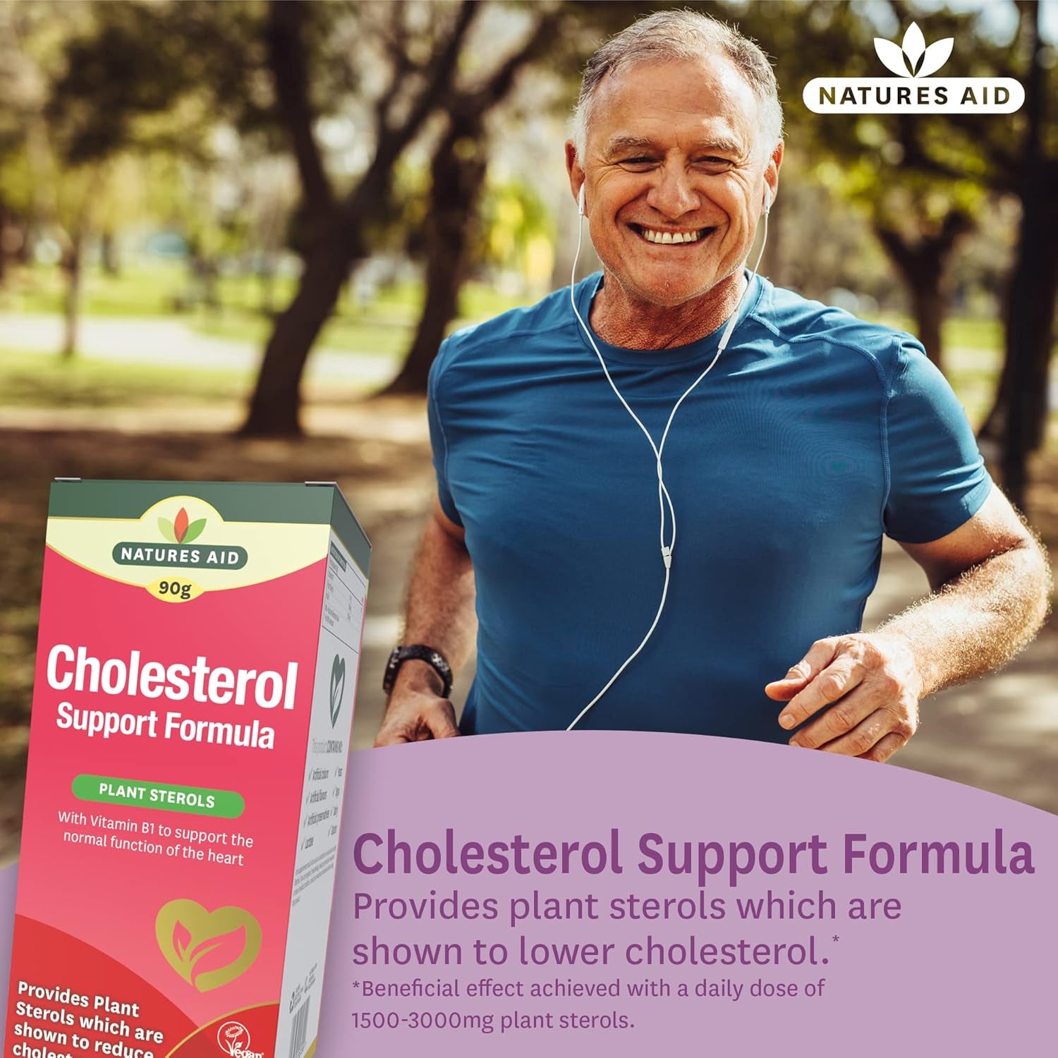 Natures Aid Cholesterol Support Formula, with Plant Sterols & Vitamin B1, 90 G Powder,145600