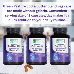 Green Pasture Blue Ice Royal Butter/Fermented Cod Liver Oil Blend - 120 Capsules