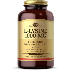 Solgar L-Lysine 1000 Mg - Food Supplement, Pack of 250 Tablets - Premium Amino Acid Range - Vegan, Gluten Free